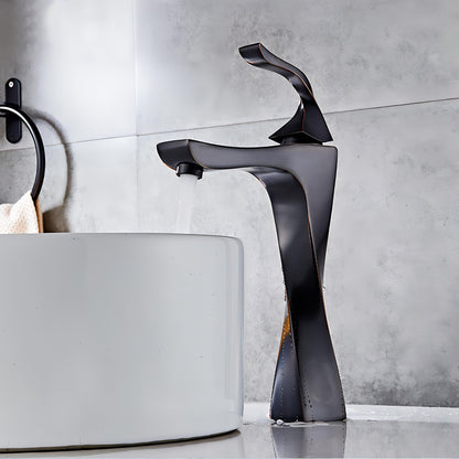 Modern Basin Tap with Twisted Design and Single-Lever Control