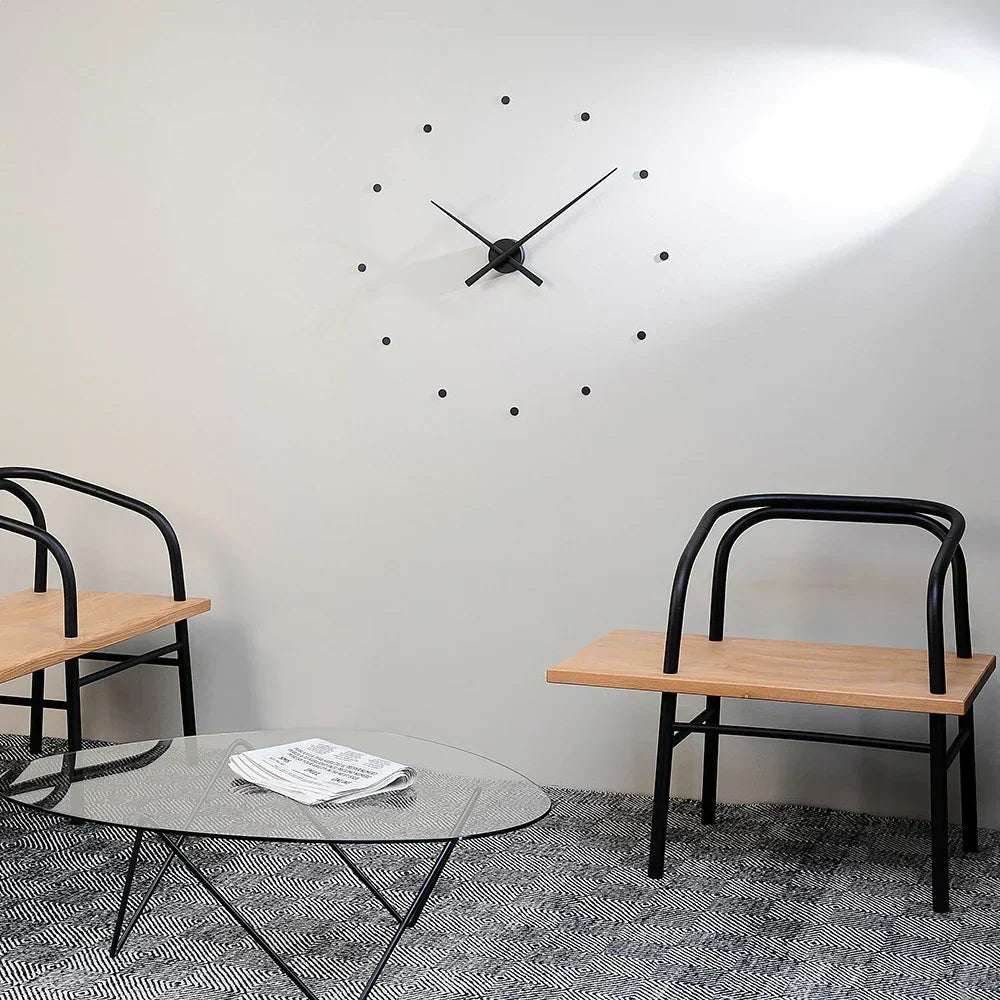 Modern Wall Clock - Black Quartz Metal & Plastic Decorative Clock