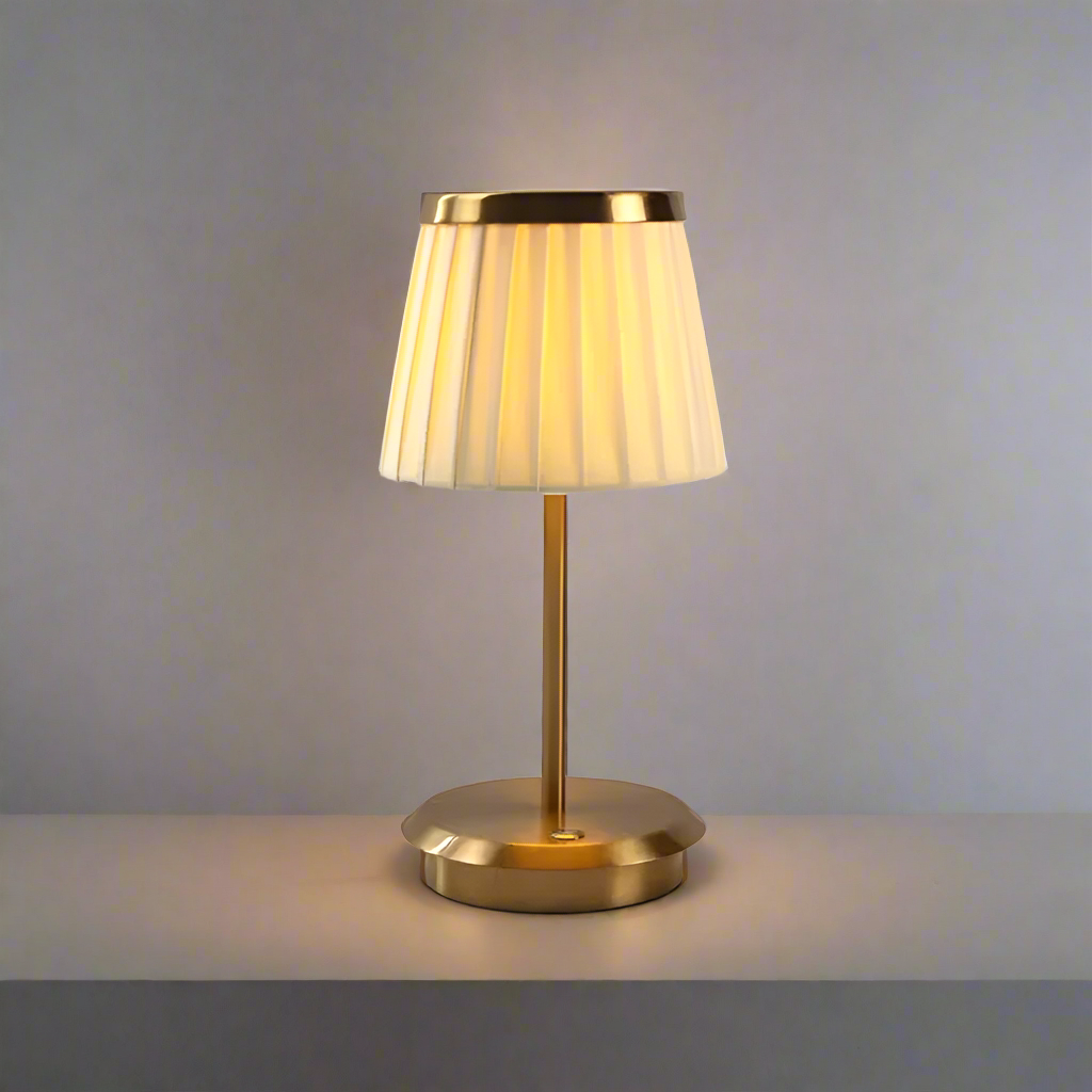Modern Rechargeable Table Lamp with Fabric Shade