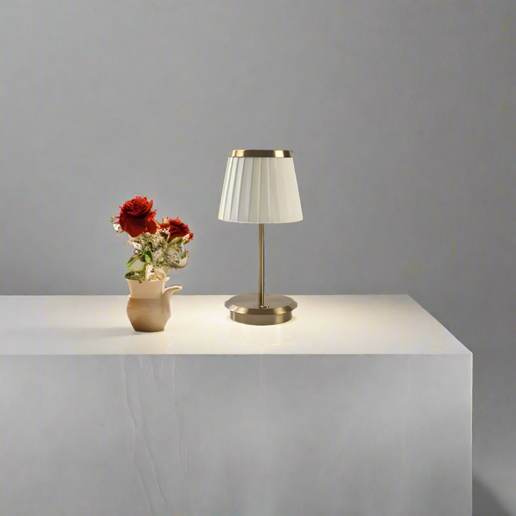 Modern Rechargeable Table Lamp with Fabric Shade