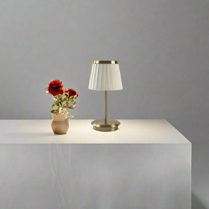 Modern Rechargeable Table Lamp with Fabric Shade