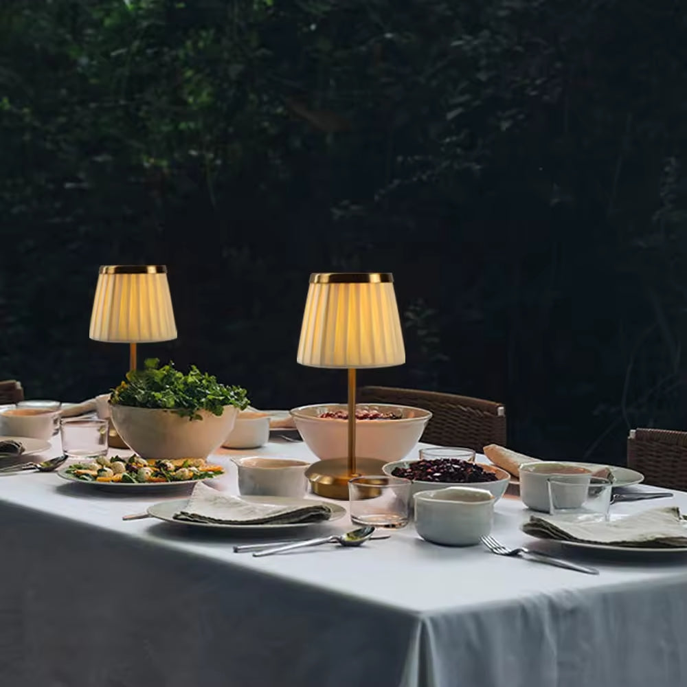 Modern Rechargeable Table Lamp with Fabric Shade