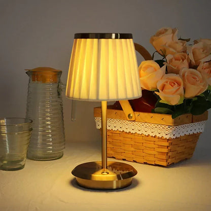 Modern Rechargeable Table Lamp with Fabric Shade