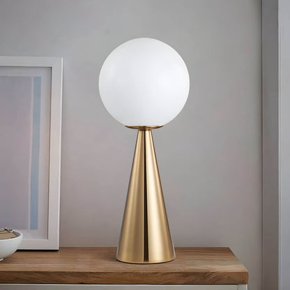 Modern Table Lamp with Glass Accents and Cone-Shaped Design