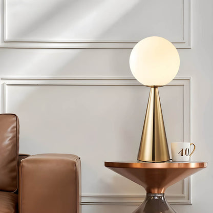 Modern Table Lamp with Glass Accents and Cone-Shaped Design