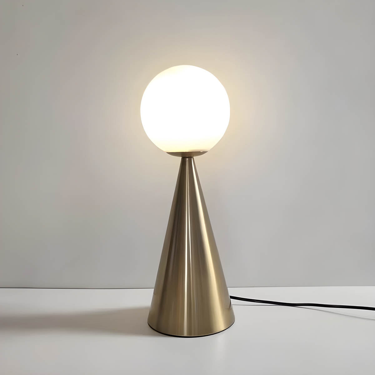 Modern Table Lamp with Glass Accents and Cone-Shaped Design