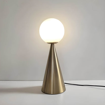Modern Table Lamp with Glass Accents and Cone-Shaped Design
