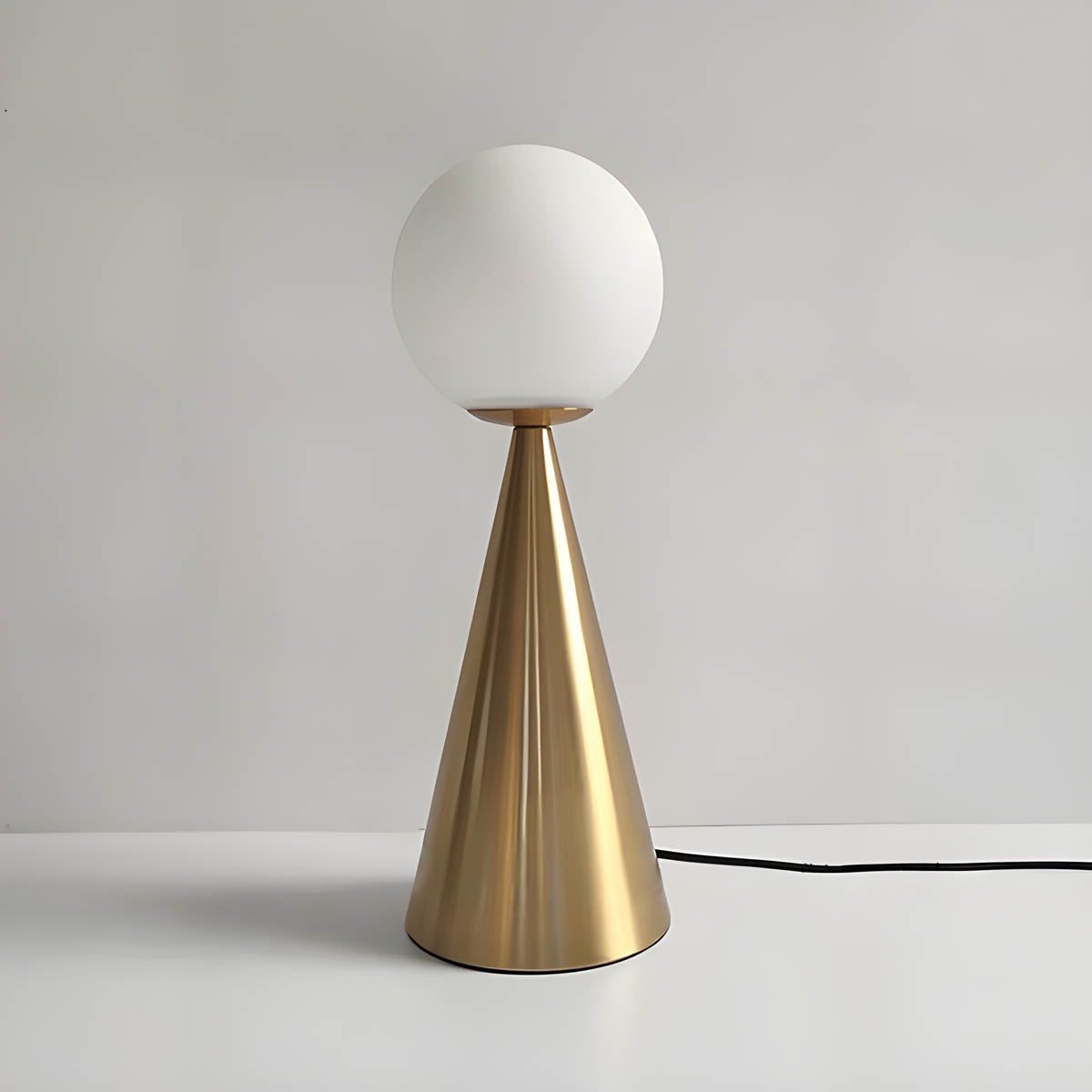 Modern Table Lamp with Glass Accents and Cone-Shaped Design