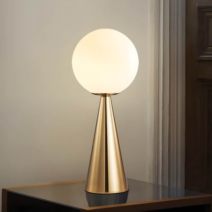 Modern Table Lamp with Glass Accents and Cone-Shaped Design
