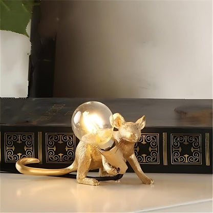 Mouse-Shaped LED Table Lamp with White and Gold Finish