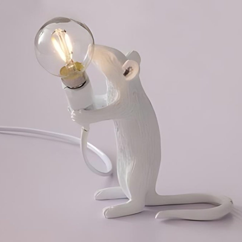 Mouse-Shaped LED Table Lamp with White and Gold Finish