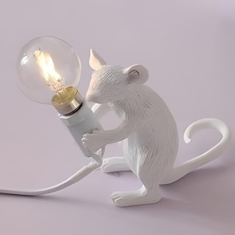 Mouse-Shaped LED Table Lamp with White and Gold Finish