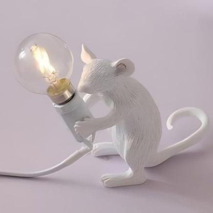 Mouse-Shaped LED Table Lamp with White and Gold Finish