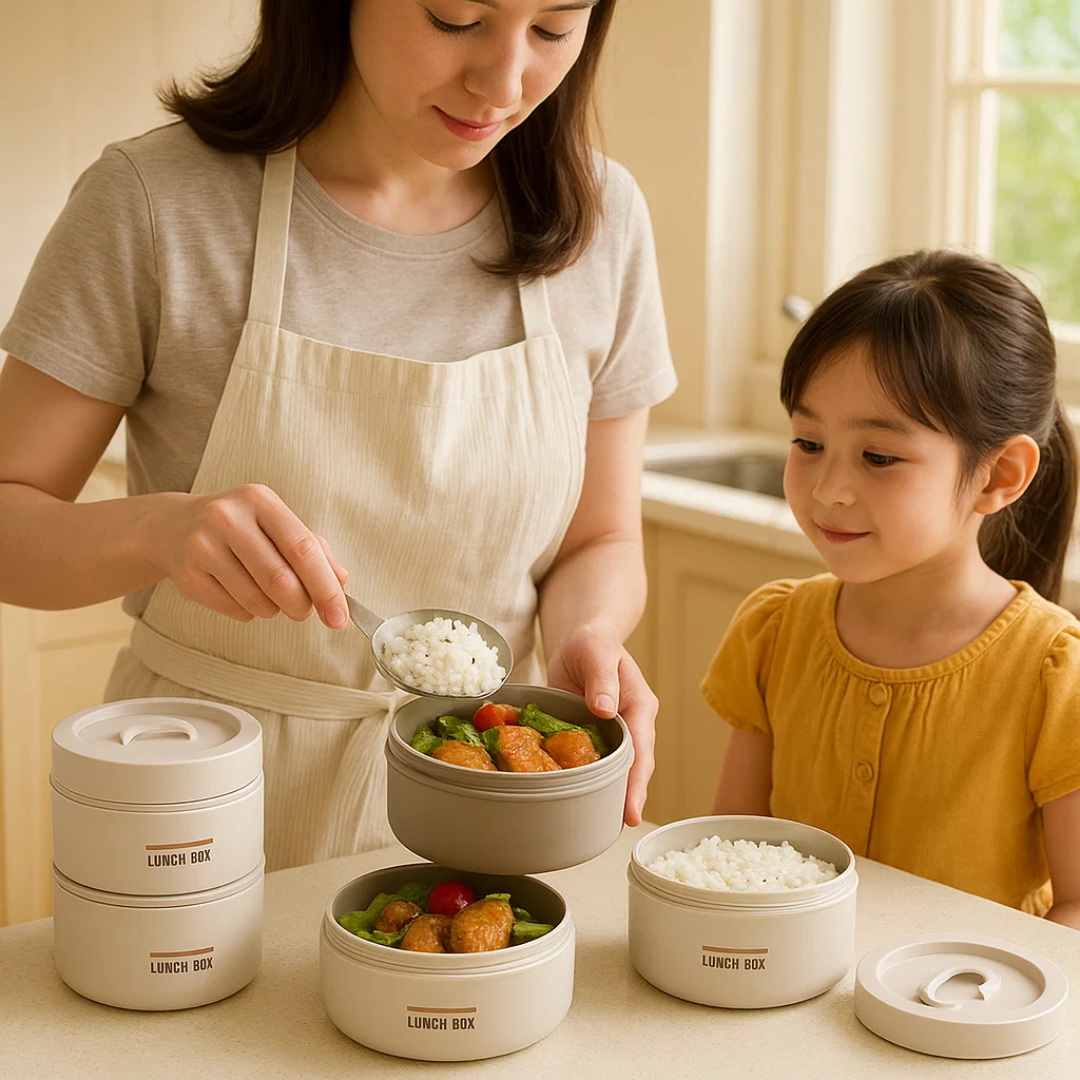 Multi Layer Insulated Stainless Steel Lunchbox with Carry Bag
