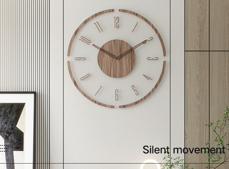 Nordic Solid Wood Wall Clock - 14 Inch Silent Movement