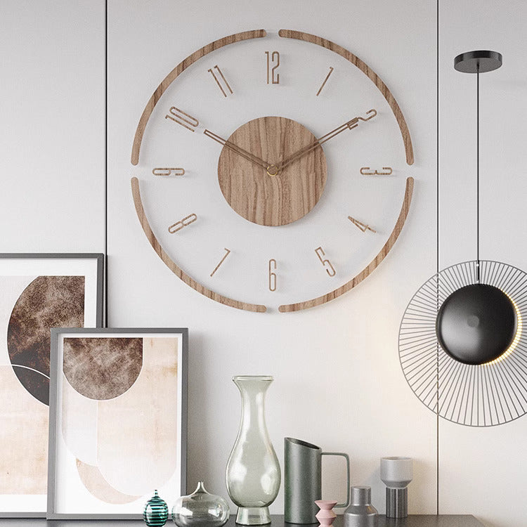 Nordic Solid Wood Wall Clock - 14 Inch Silent Movement
