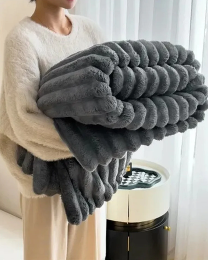 Plush Throw Blanket with Elegant Striped Texture for Warmth and Comfort