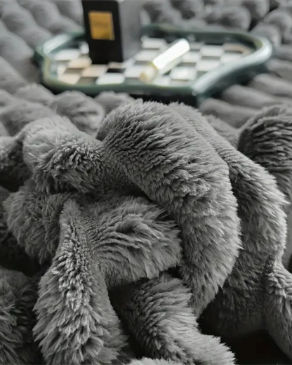 Plush Throw Blanket with Elegant Striped Texture for Warmth and Comfort