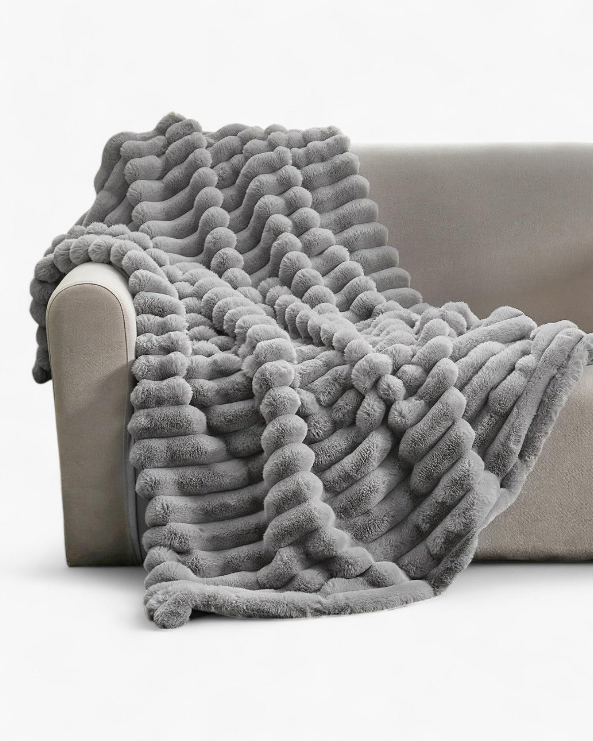 Plush Throw Blanket with Elegant Striped Texture for Warmth and Comfort