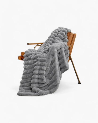 Plush Throw Blanket with Elegant Striped Texture for Warmth and Comfort