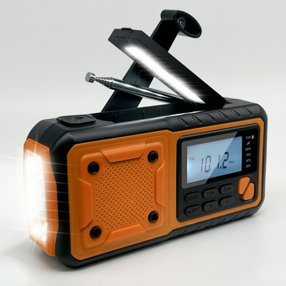 Portable Emergency Crank Radio with DAB FM AM Bluetooth and Rechargeable Battery