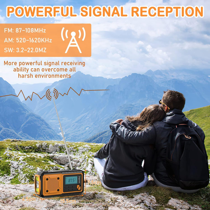 Portable Emergency Crank Radio with DAB FM AM Bluetooth and Rechargeable Battery