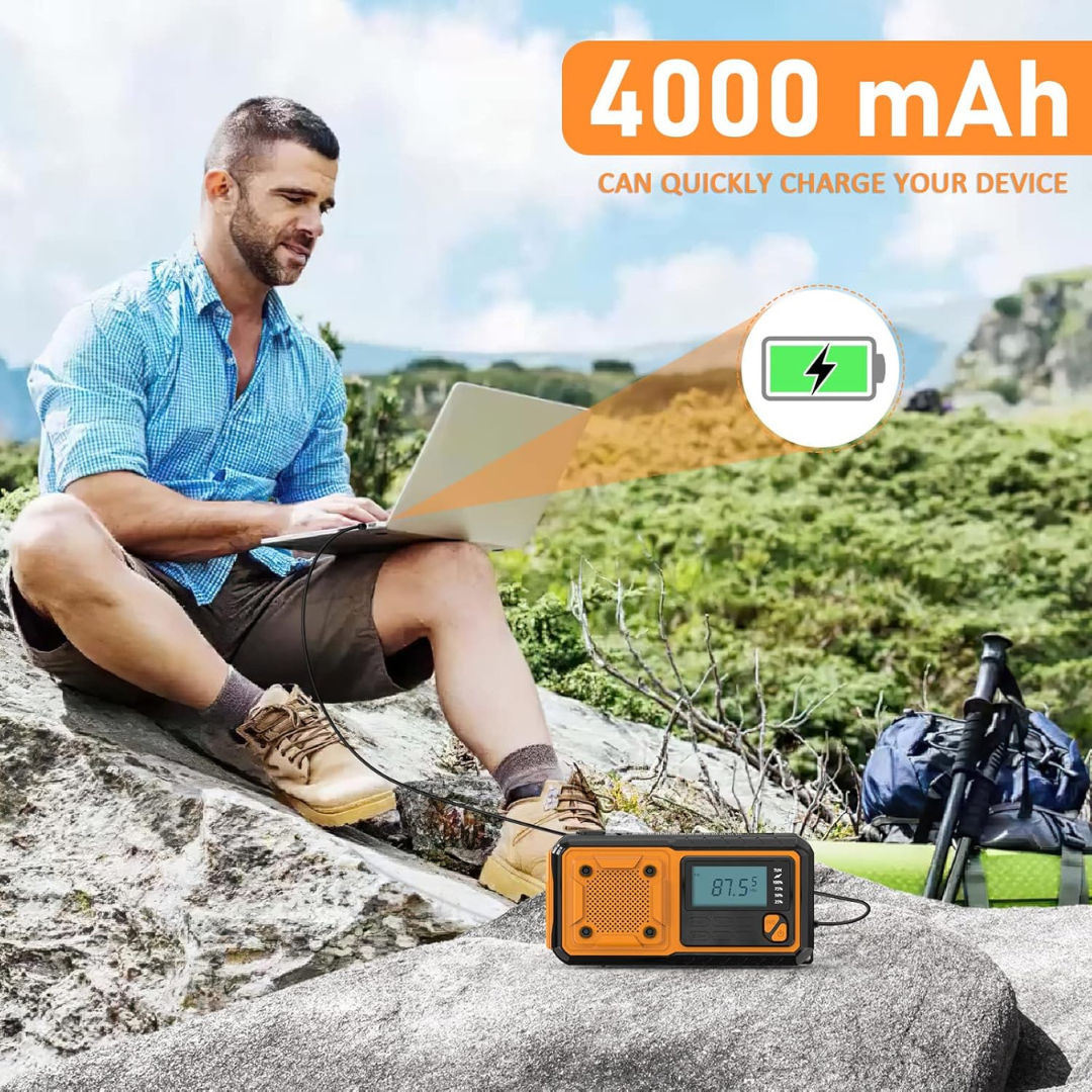 Portable Emergency Crank Radio with DAB FM AM Bluetooth and Rechargeable Battery