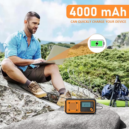 Portable Emergency Crank Radio with DAB FM AM Bluetooth and Rechargeable Battery