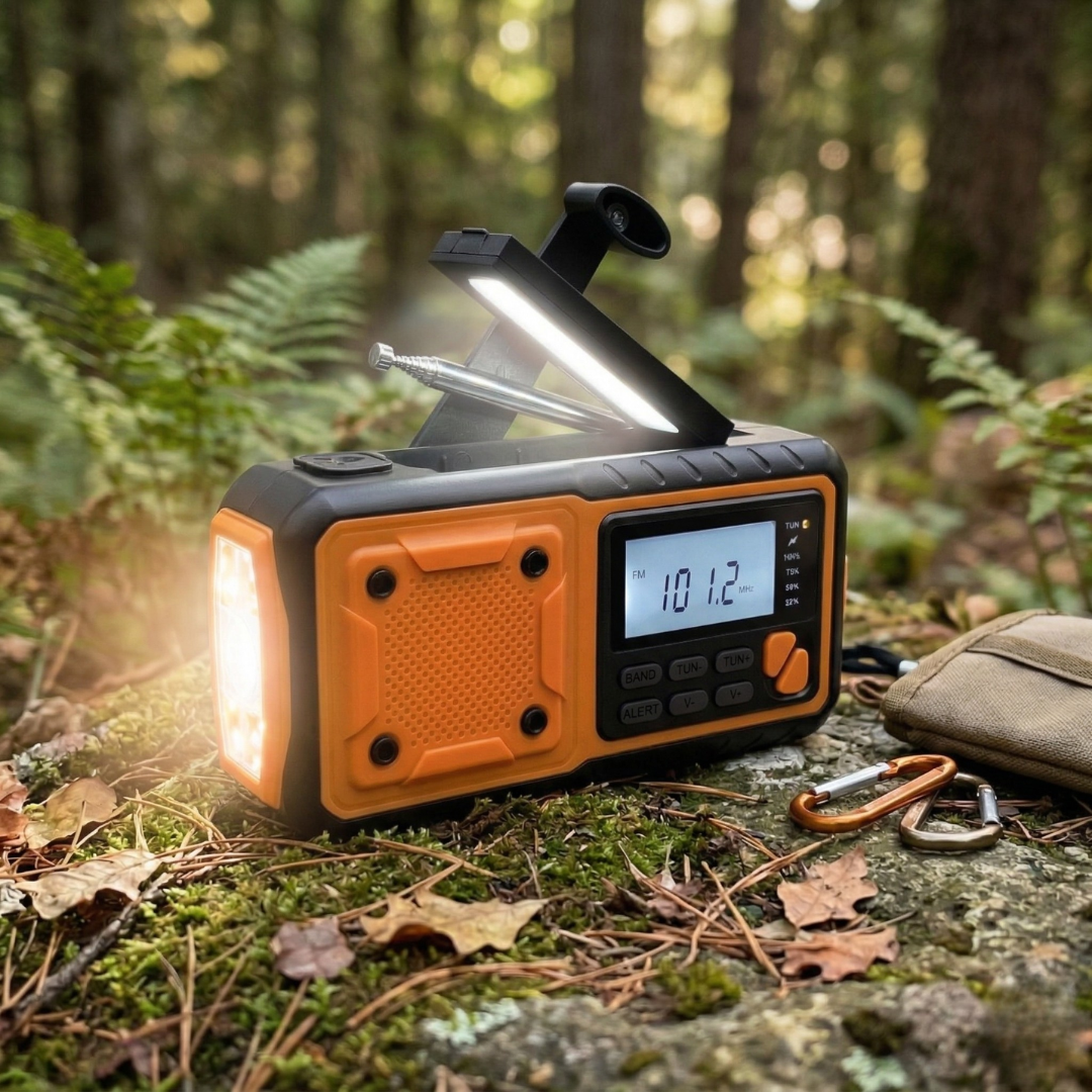 Portable Emergency Crank Radio with DAB FM AM Bluetooth and Rechargeable Battery