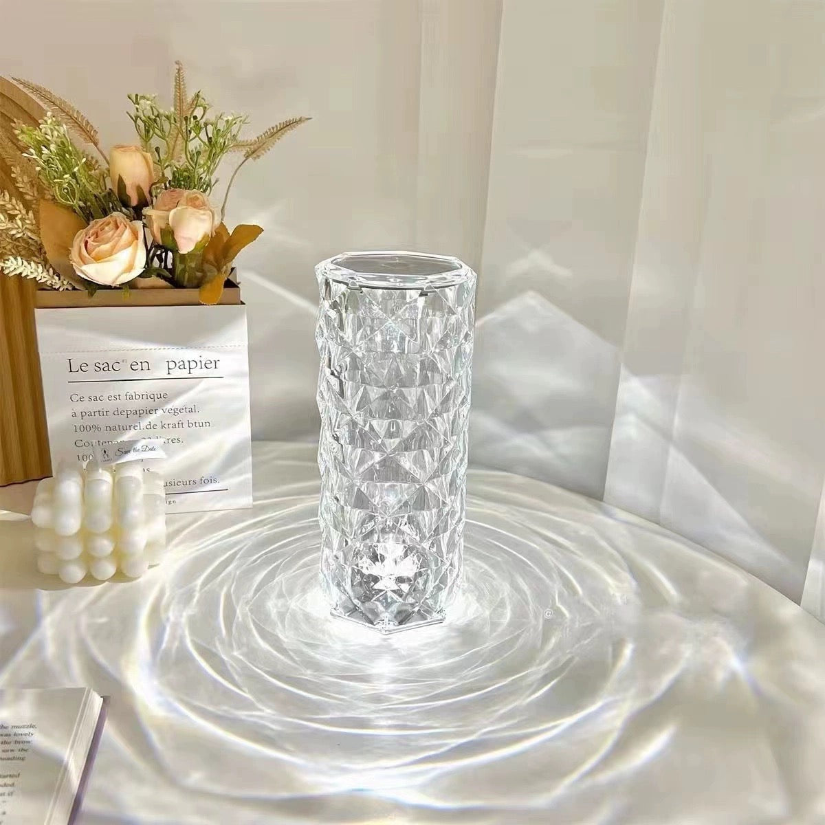 Portable LED Table Lamp with Diamond-Inspired Design and Touch Control