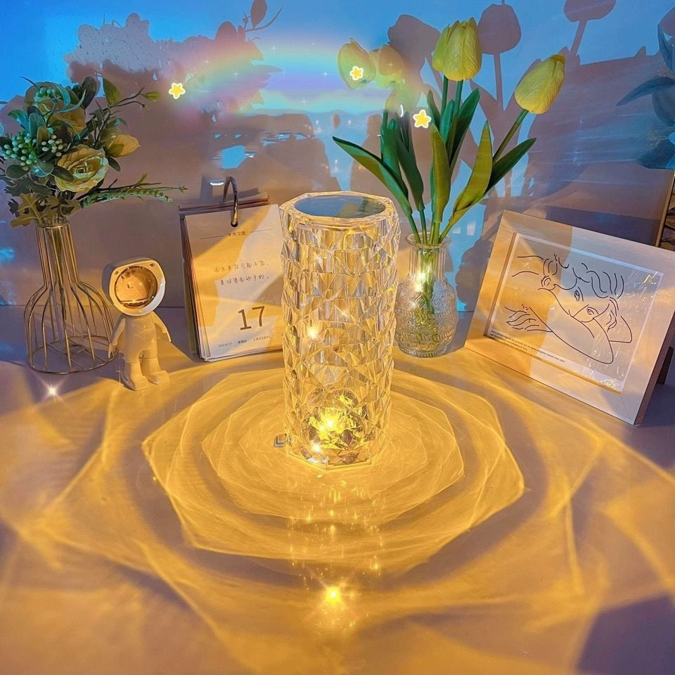 Portable LED Table Lamp with Diamond-Inspired Design and Touch Control