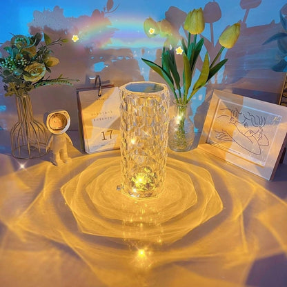 Portable LED Table Lamp with Diamond-Inspired Design and Touch Control