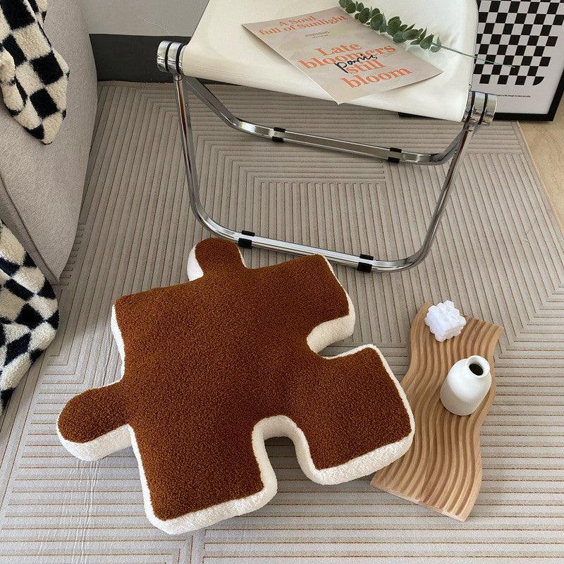 Puzzle Shaped Plush Cushion – Soft Short Plush Pillow with PP Cotton Filling