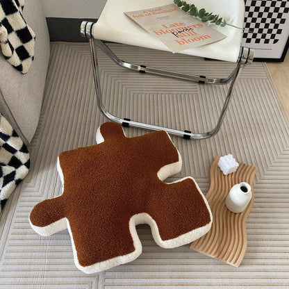 Puzzle Shaped Plush Cushion – Soft Short Plush Pillow with PP Cotton Filling