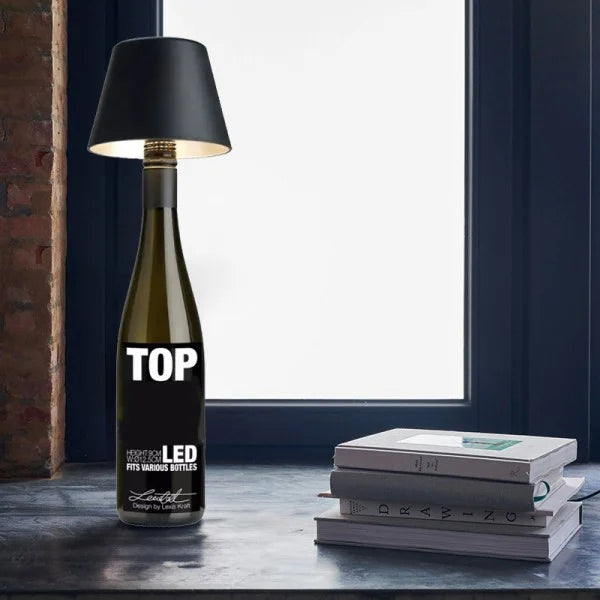 Rechargeable Bottle-Mount Table Lamp with Dimmable LED