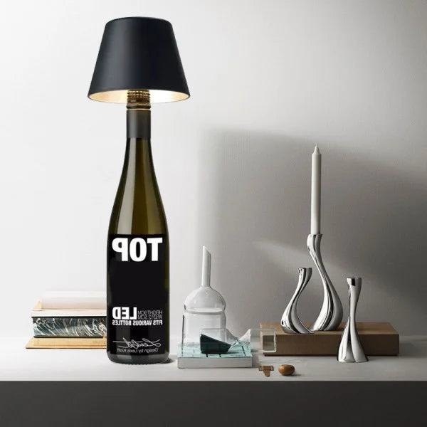 Rechargeable Bottle-Mount Table Lamp with Dimmable LED