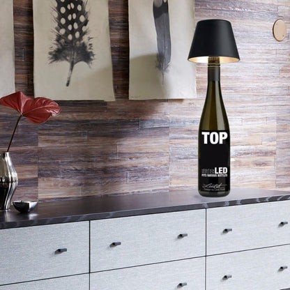 Rechargeable Bottle-Mount Table Lamp with Dimmable LED