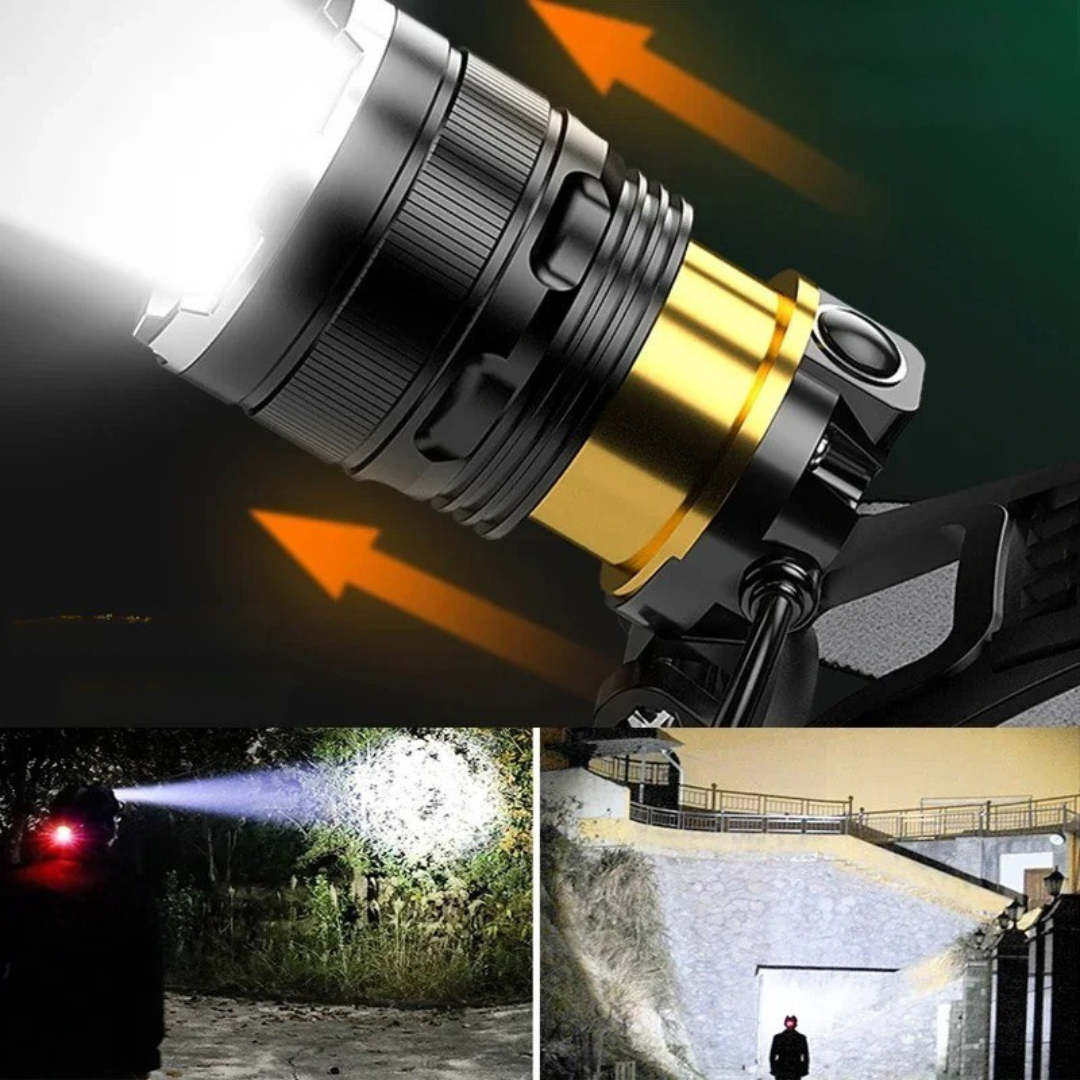Rechargeable LED Headlamp with XHP90.2 High-Power Light