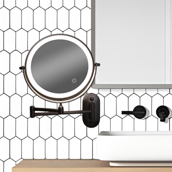 Rechargeable LED Make-Up Mirror with Adjustable Magnification