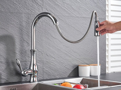Retractable Kitchen Faucet Stainless Steel Silver Modern Design