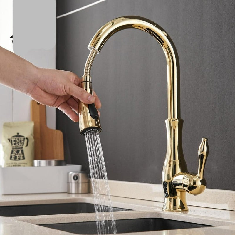 Retractable Kitchen Faucet Stainless Steel Silver Modern Design