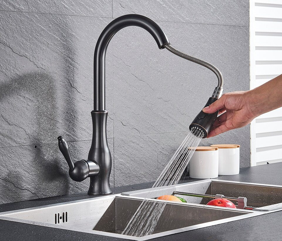 Retractable Kitchen Faucet Stainless Steel Silver Modern Design
