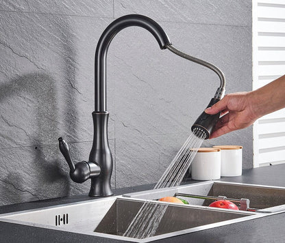 Retractable Kitchen Faucet Stainless Steel Silver Modern Design