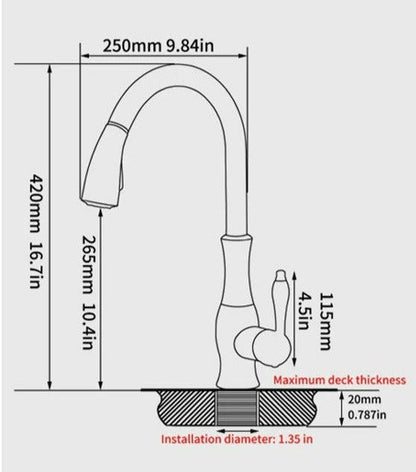 Retractable Kitchen Faucet Stainless Steel Silver Modern Design