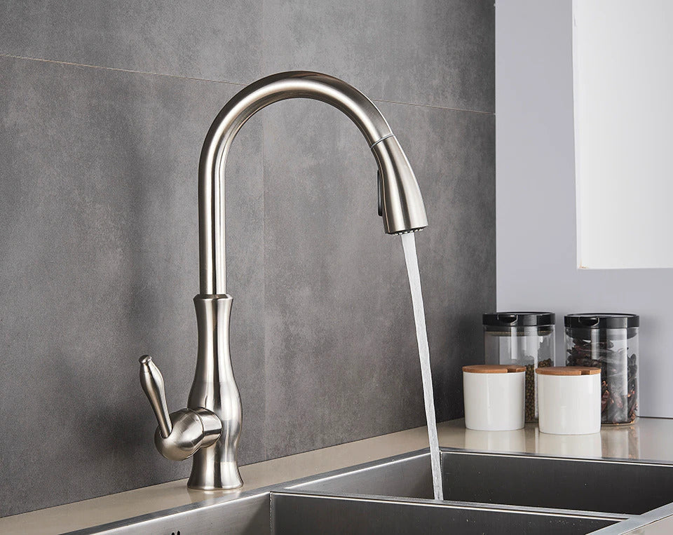 Retractable Kitchen Faucet Stainless Steel Silver Modern Design