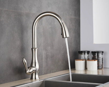 Retractable Kitchen Faucet Stainless Steel Silver Modern Design