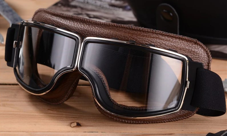 Retro Motorcycle Goggles with UV Protection and Adjustable Elastic Strap