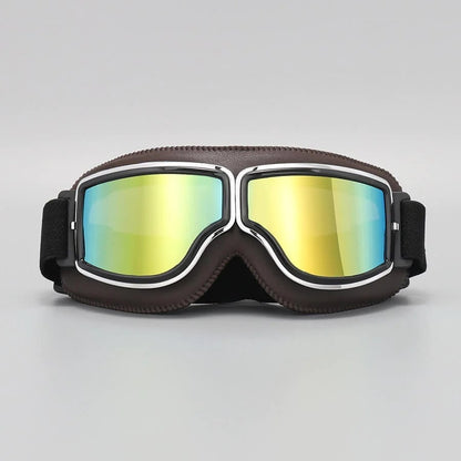 Retro Motorcycle Goggles with UV Protection and Adjustable Elastic Strap
