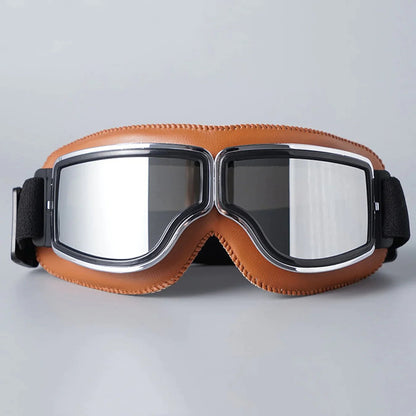 Retro Motorcycle Goggles with UV Protection and Adjustable Elastic Strap