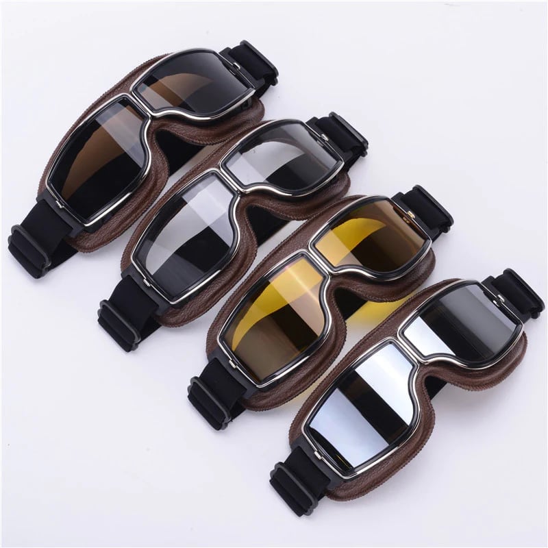Retro Motorcycle Goggles with UV Protection and Adjustable Elastic Strap